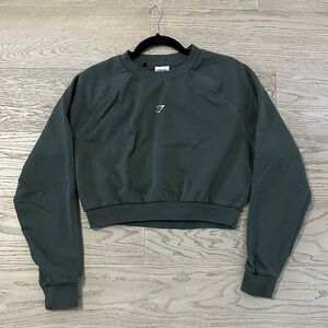 Gymshark Slate Teal Training Fleece Cropped Sweatshirt